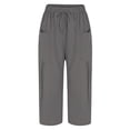 thumbnail image 7 of Linen Cotton Casual Pants For Women Drawstring Pocket Relaxed Road Trip Outfit Summer Soft Looking Draped Silhouette Streetwear Lightweight Comfort, 7 of 7
