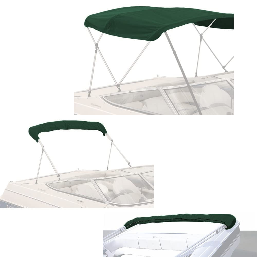 Savvycraft 4-Bow Bimini Top Replacement Canvas – 10ft Marine Grade 600D Water-Resistant Cover With Zipper Sleeves & Storage Boot, Grey