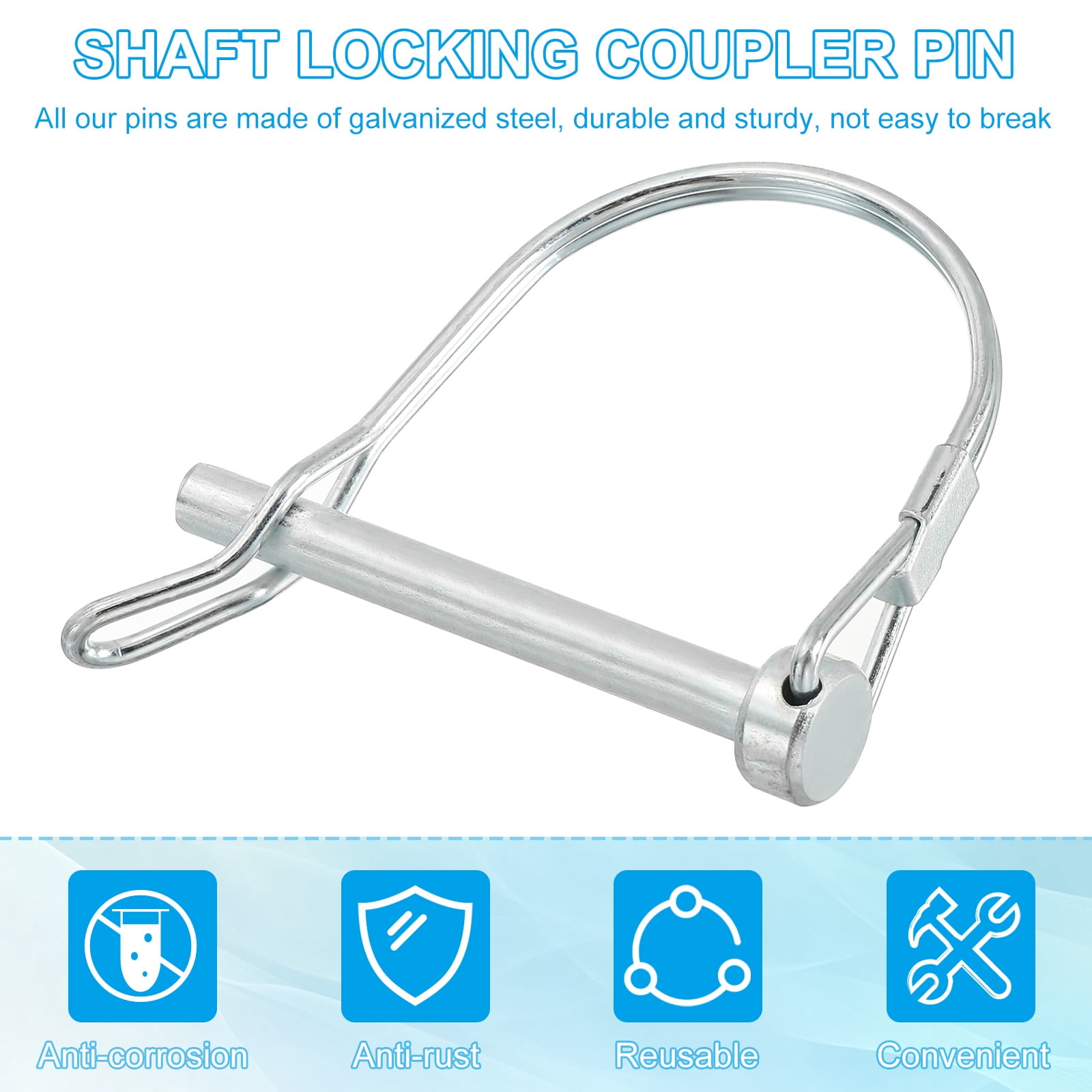 Trailer Rear Pin PATIKIL Trailer Coupler Pin 3/16x1-5/8x1.38