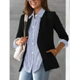 thumbnail image 3 of Camisa AISEW a rayas para mujer, manga larga, con botones, azul, 3 of 5