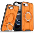 thumbnail image 1 of KOMI Magnetic Case for iPhone 16E / iPhone SE4, Rotatable Ring Holder Stand Phone Cover Heavy Duty Drop Protection Shell Orange, 1 of 5