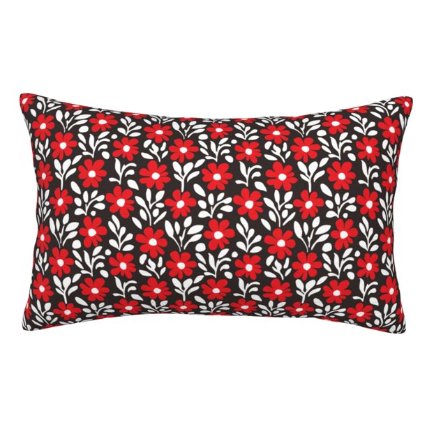 Balery Red Floral Funda de Cojín Estampada, Regalos para Mujeres, Regalos de Amor para Ella, Regalos para Novia o Esposa, Funda de Almohada-20"x30"