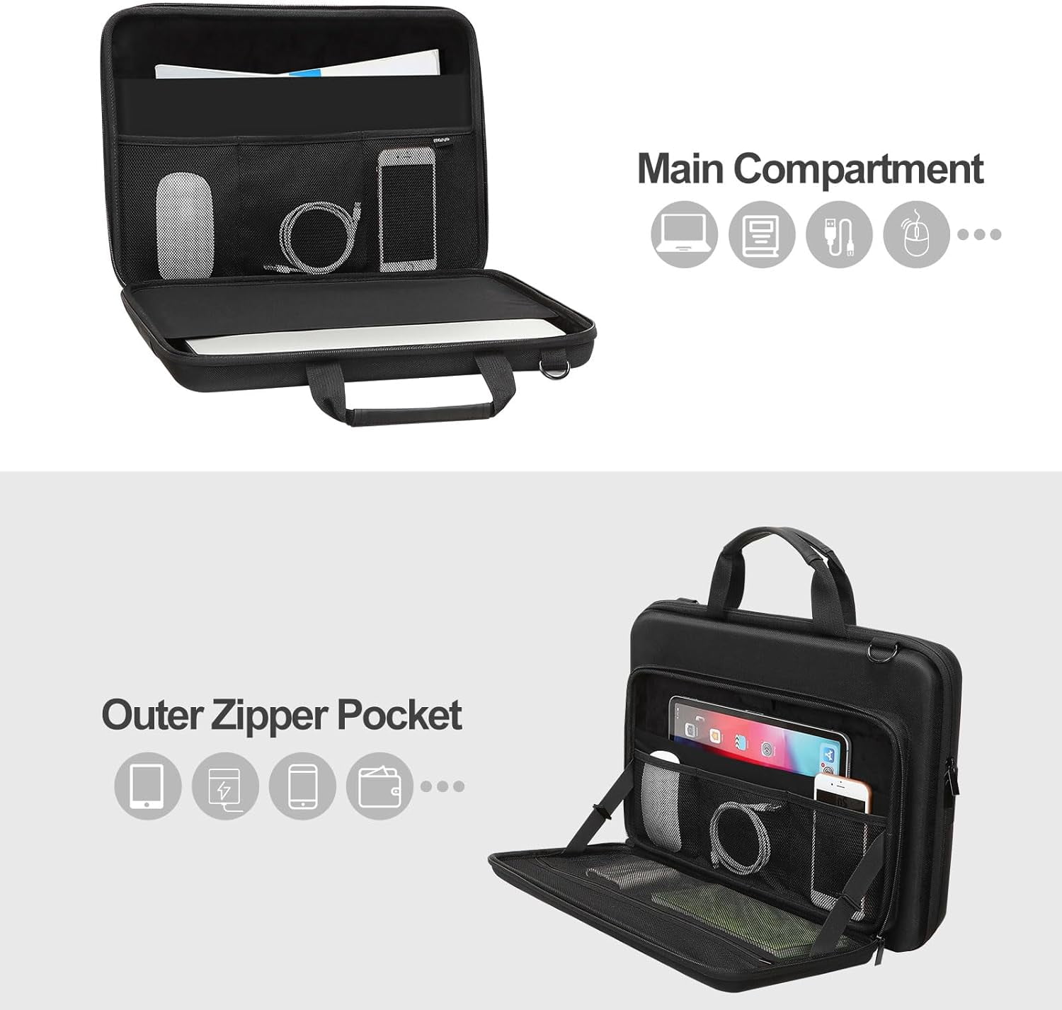 MOSISO Hard Shell Laptop Case for Men Women,15-15.6 inch Computer Bag Compatible with MacBook, HP, Dell, Lenovo, Asus, Notebook,13.3 inch Laptop Bag with Front Pocket & Shoulder Strap