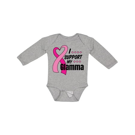 

Inktastic Breast Cancer Awareness I Support My Glamma with Pink Ribbon Boys or Girls Long Sleeve Baby Bodysuit