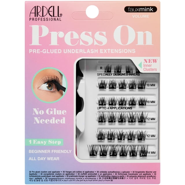 Extensión de pestañas Ardell Press On, prepegada, de visón sintético, volumen