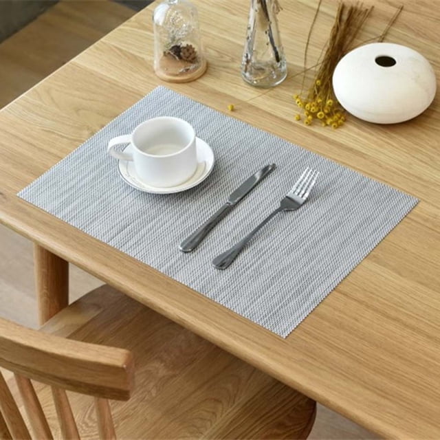 Mantel individual de PVC tejido grueso de color sólido para mesa de comedor de uso doméstico