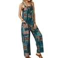 thumbnail image 4 of TRKIYQC Mujer Floral Holgado Mono con Bolsillos, Retro O-cuello Sin Mangas Suspensor Largo Mono Mono TRKIYQC moda, 4 of 8