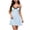 Blue, variant on Women's Spaghetti Strap Dresses Love Heart Print Lace Trim V Neck Casual Summer Mini Dress Blue