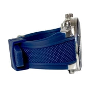 U.S. Polo ASSN. Mens Dual Display Round Silvetone Analog and Digital Watch with Blue Silicone Strap