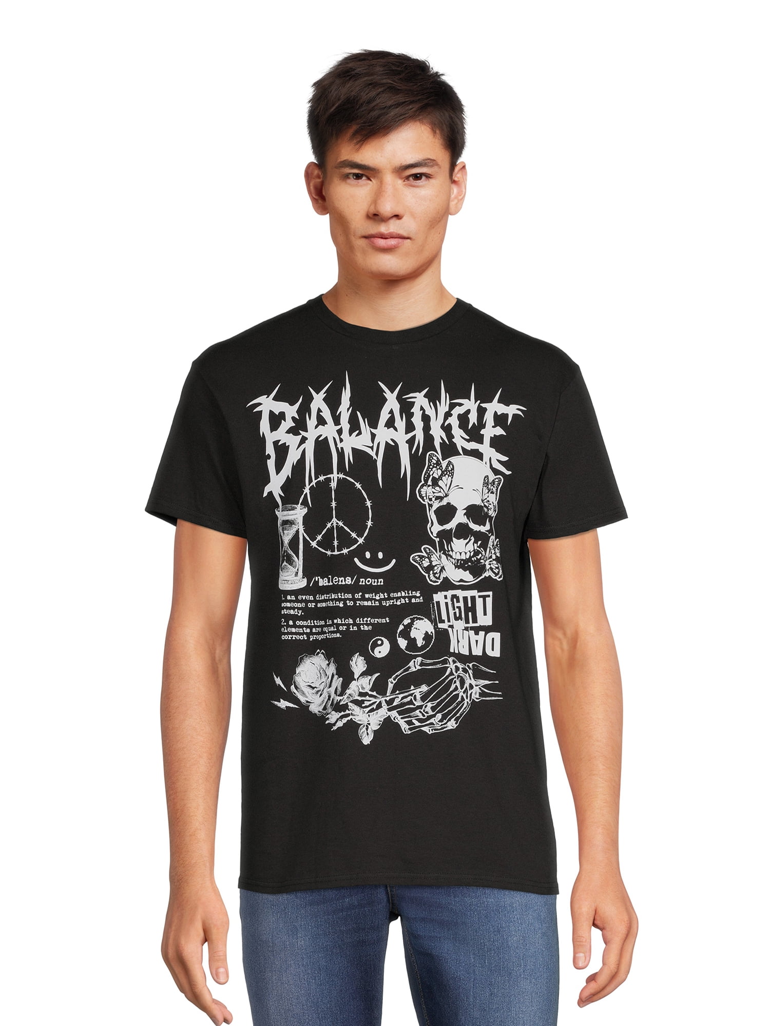 Balance Skull Men's Graphic Tee with Short Sleeves, Sizes S-3XL