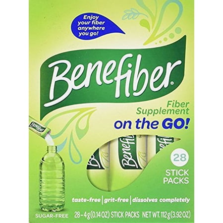 Benefiber Taste-Free, Sugar-Free Fiber Supplement Stick Packs for Digestive Health / 28 Count (4 Pack)