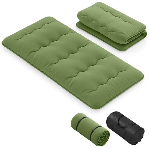Costway Twin Futon Mattress Japanese Floor Sleeping Pad Washable Cover Carry Bag Green