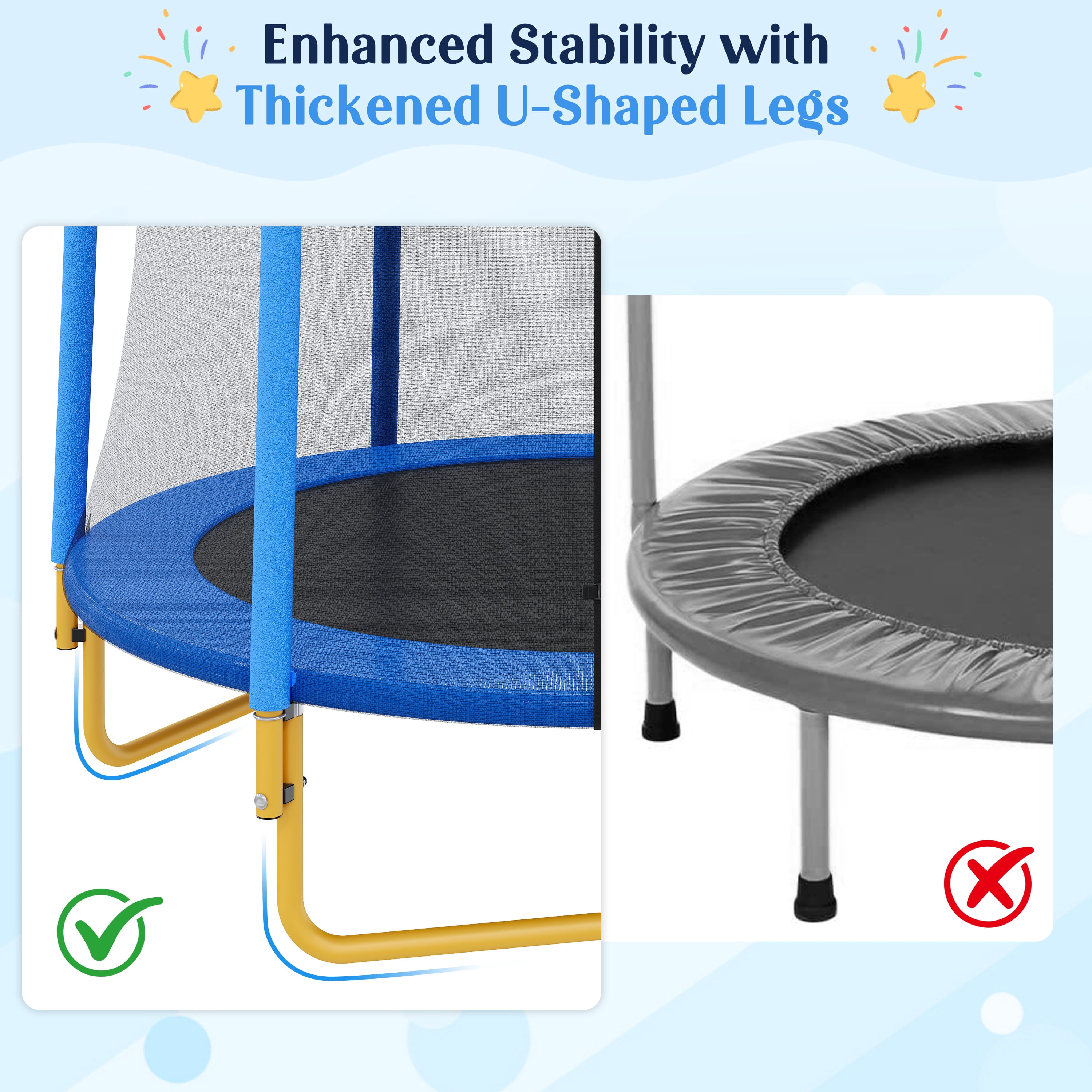 65" Kids Trampoline, SEGMART Toddler Trampoline with Enclosure Safety Net, Outdoor Indoor Backyard Recreational Trampoline for Kids, Toddlers, Baby, Small Trampolines for kids, Birthday Gift