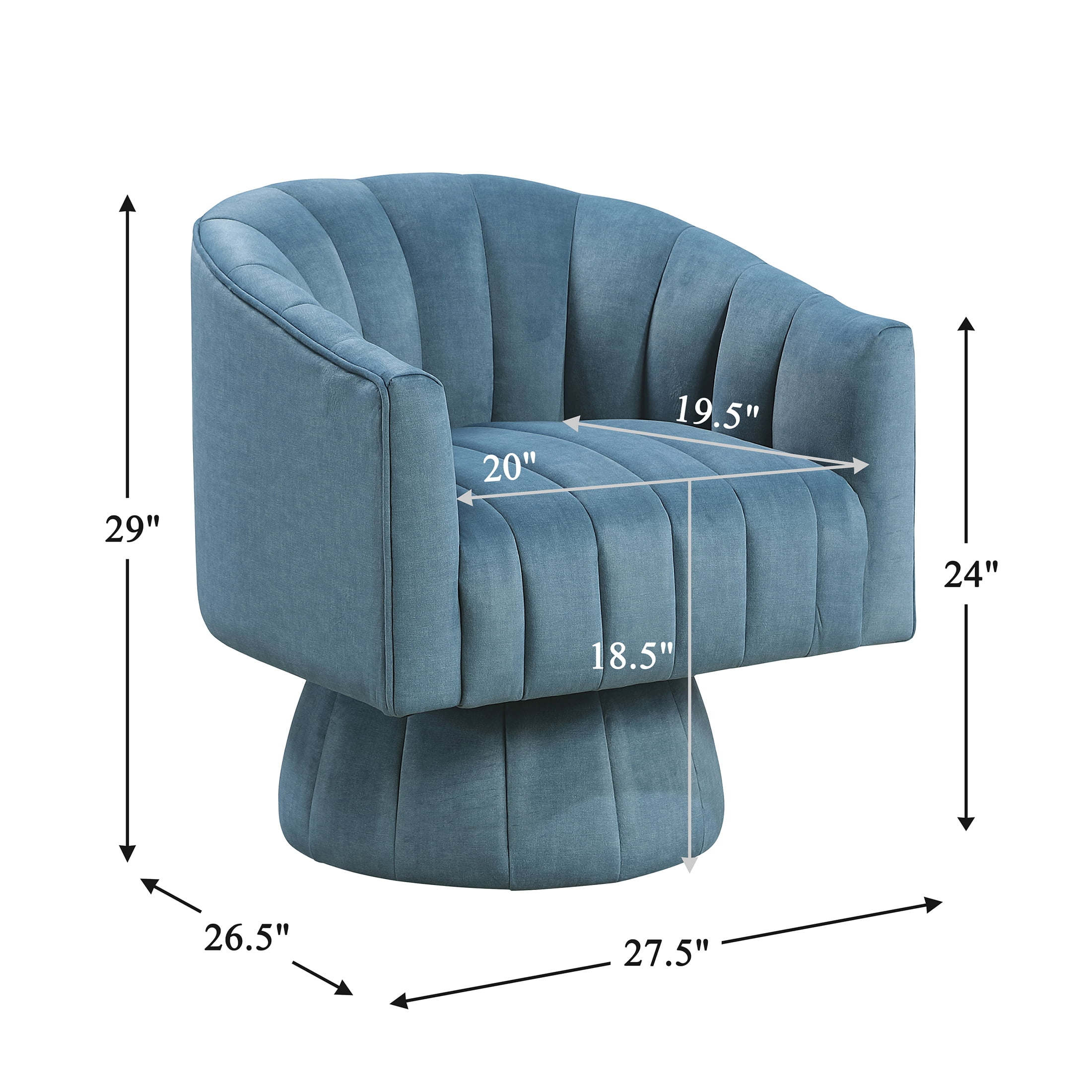 OakvillePark Fenwicke Velvet Swivel Barrel Chair, Dark Teal