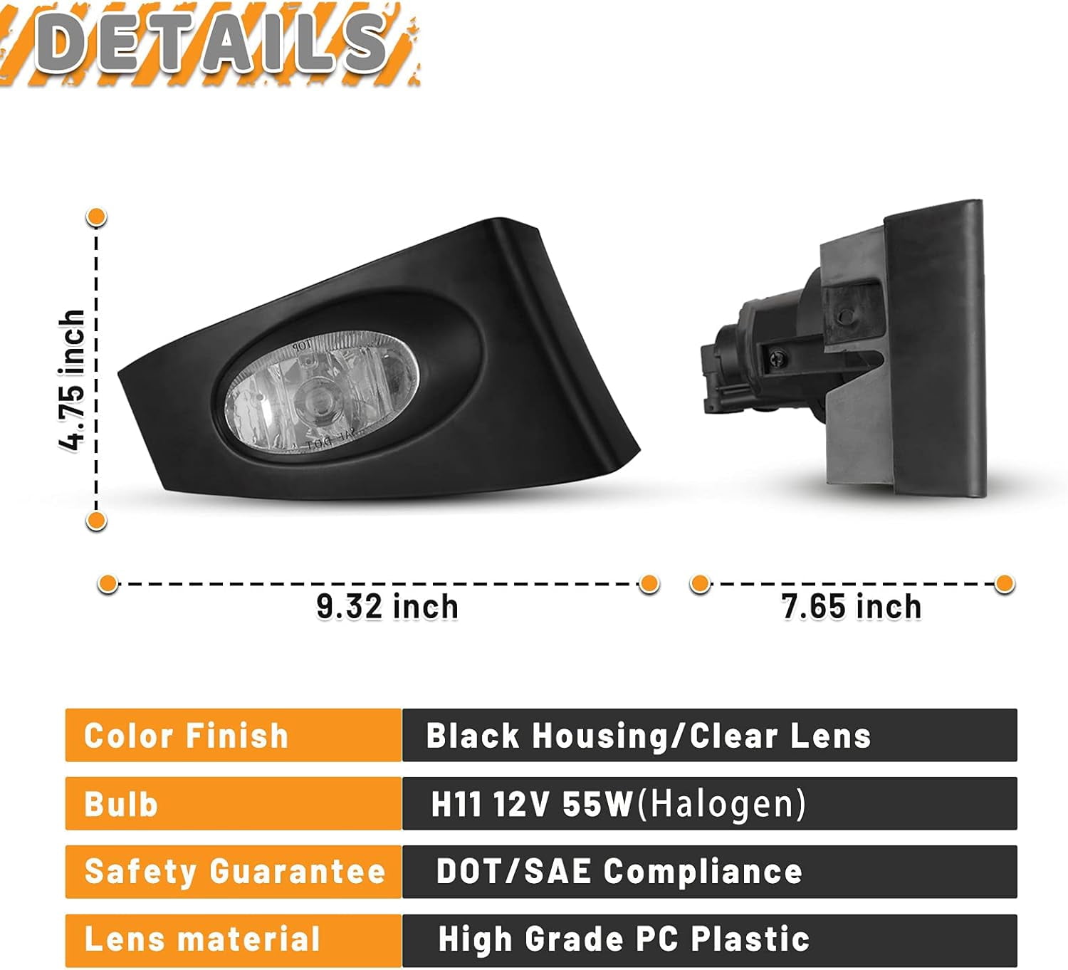 2Pcs Fog Lights Lamps Assembly for 2007 2008 Honda Fit Driver Passenger Replacement,Clear Lens