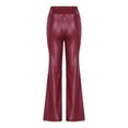 thumbnail image 6 of SELONE Leather Wide Leg Pants Women Mid Waist Plus Size Trousers Elastic Waist Full Length Lounge Pants Casual Long Trendy Pants Pull on Solid Straight Lightweight Comfortable Red S Summer Clothes, 6 of 6