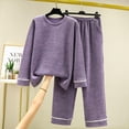 thumbnail image 2 of Bixock Women Fall and Winter Pajamas Set,Women Pajams Two-piece Set,Casual Pajamas Set for Women Solid Color Fashion Velvet Warm Casual Home Wear Pajamas Set, 2 of 3