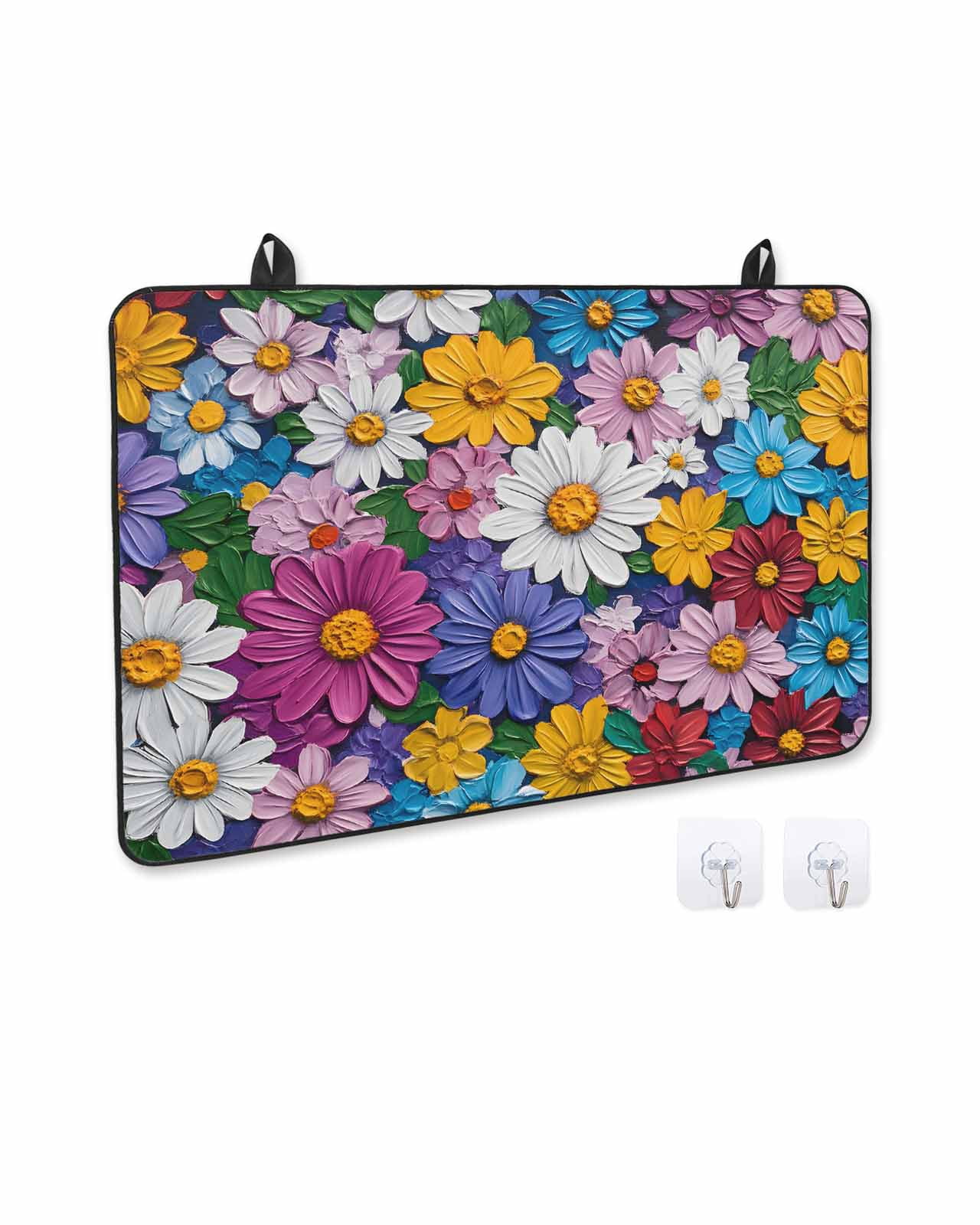nqOlkjepod Large Induction Cooktop Protector Mat 36"x21", Colorful Spring Floral Stove Top Covers for Electric Stove, Modern Oil Painting Flowers Stove Burner Cover Mats, Glass Top Stove Cover