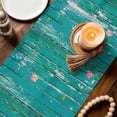 thumbnail image 4 of Table Runner - 48 Inch Long, Hello Spring Kitchen Dining Table Runner Dresser Scarves, Pastoral Purple Bottle Floral Dark Green Wood Farmhouse Decor for Coffee Tables Wedding Party Banquet, 4 of 8