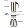 thumbnail image 4 of Stainless Steel Stovetop Moka Pot Espresso Maker Percolator Portable Italian Cuban Coffee Maker for Big Family Home Office Camping, Work with Gas Electric Ceramic Stovetop[450ml], 4 of 9