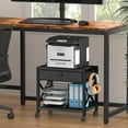 thumbnail image 5 of EasyCom 2-Tier Desktop Printer Stand with Large Drawer, Under Desk Printer Table with Wheels, Small Printer Shelf with Storage for Paper Storage Printer Scanner Fax Home Office Use Black, 5 of 9