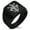 Black, variant on Stainless Steel Antiue Fleur De Lis Geometric Pattern Biker Style Polished Ring