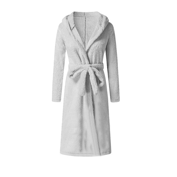 luethbiezx Bathrobe Dressing Gown Women Short Winter Fleece Bathrobe Sauna Robe with Hood Cozy