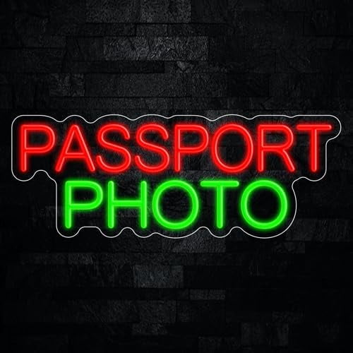 Passport Photo Neon LED Sign 24"L x 9"H #32561