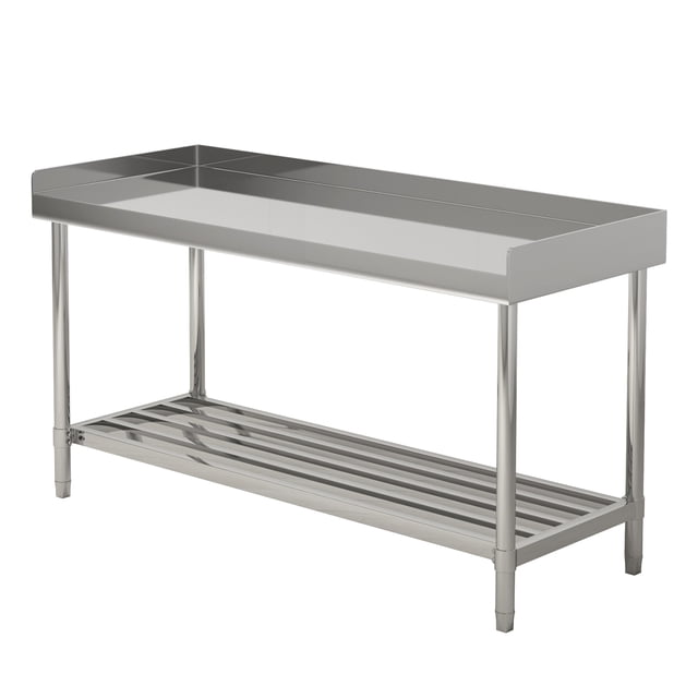 Bureau de bureau en Acier Inoxydable Robuste – Dosseret et Dosseret de 2,4 Pouces, Tablette Inférieure Ajustable, Certifié NSF, Poste de Travail Commercial pour Restaurant, Cuisine, Hôtel, Table de Préparation Approuvée par la Qualité