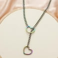 thumbnail image 4 of Heart Slip Chain Necklaces for Women, Stainless Steel O-Ring Adjustable Lariat Heart Y-Necklace, Punk Gothic Cuban Collar Necklace Jewelry for Men, 4 of 7