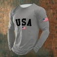 thumbnail image 2 of Letdown Mens Crewneck Shirts Long Sleeve Casual T-Shirts U_S_A_Letter A_merica_F|ag_Print Basic Classic Vintage Tee Shirts Tops (01-Grey, XXXL), 2 of 4