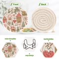 thumbnail image 4 of Yayeee 6 PCS Drink Coasters with Holder Set Woven Absorbent Round Tabletop Hot Pad, Brown Nordic Christmas House, 4 of 7