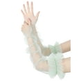 thumbnail image 5 of INSPIRE CHIC Women's Long Ruffle Tulle Cuff Sleeves Mesh Sheer Arm Cover Fingerless Gloves for Wedding 1 Pair Light Green One Size, 5 of 6