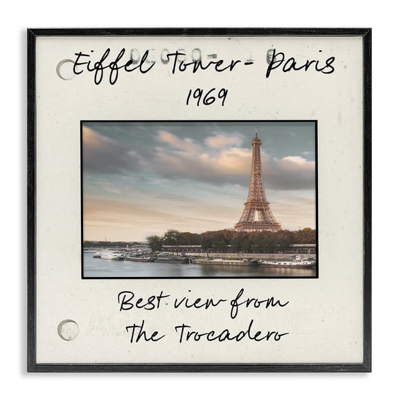 Stupell Industries Vintage Travel Eiffel Tower Architecture Painting Black Framed Art Print Wall Art, 12 x 12