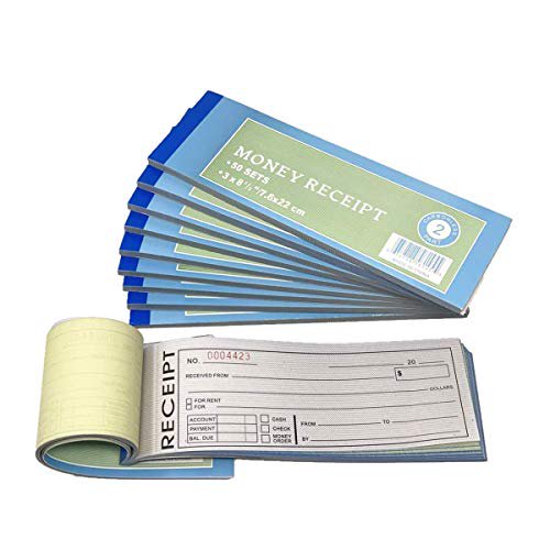 10 Pack Rent Receipt Book, Sales Receipt Invoice Book Carbonless Copy Duplicate 2 Parts 50 Sets 8.5" X 2.75"