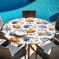 thumbnail image 6 of Fall Pumpkins Round Tablecloth, Fitted Table Cover with Elastic for 55"-60" Round Tables, Thanksgiving Daisy Autumn Leaves Country Table Cloth Outdoor Indoor Dinning Party Waterproof Tablecloths, 6 of 7