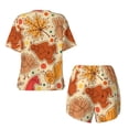 thumbnail image 5 of Lsque Autumn Animal Maple Leaves Women's Short-Sleeved Pajama Set - 2 Piece Soft and Lightweight Sleepwear Set-X-Large, 5 of 9