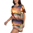 thumbnail image 2 of Picia Starfish Sunset Sea Beach Pajamas Sets for Women Soft Short-Sleeved Pjs with Lounge Shorts Two Piece Sleepwear-X-Large, 2 of 9