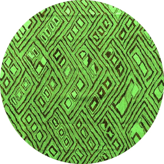 Ahgly Company Indoor Round Abstract Green Modern Area Rugs, 4' Round
