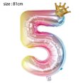 thumbnail image 2 of Aluminum Foil 32 Inch Crown Number Balloons Gradient Color Birthday Party Decor Balloon, 2 of 5