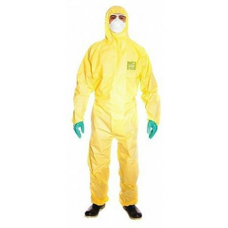 Ansell Hooded Coveralls,Yellow,3XL,Elastic,PK25
