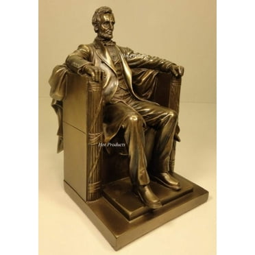 9 Inch Seated Abraham Lincoln Bronze Finish Statue / Bookend Sculpture