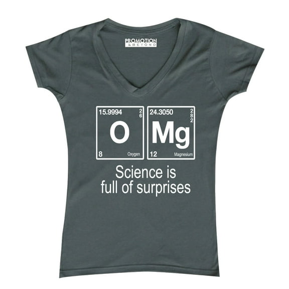 P&B OMG Element Science is Full of Surprises Women's V-neck, Charcoal, 2XL