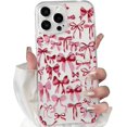 thumbnail image 1 of SHIQI-Compatible with iPhone 14 Pro Case Cute Clear Bowknot Design for Women Girls Red Bow Ribbon Soft Fit Slim Stylish Protective Phone Cover - Red, 1 of 4