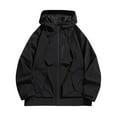 thumbnail image 2 of Xunlbb Coat Rain Jacket Men's Fashion Casual Solid Color Pockets Zipper Jacket Long Sleeve Hooded Casual Outwear Coat Great Gifts for Less,M-6XL, 2 of 4