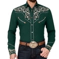 thumbnail image 5 of Conairie Western Shirts for Men Embroidered Cowboy Shirts Button Down Long Sleeve Shirt with Floral Design Army Green L, 5 of 6