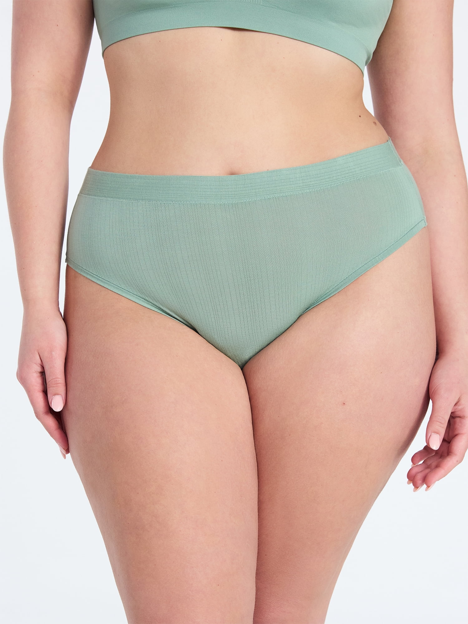 Joyspun Women's Ribbed Modal High Cut Panties, 3-Pack, Sizes XS-3XL