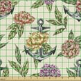 thumbnail image 2 of Ambesonne Anchor Fabric by the Yard Upholstery, Nautical Concept Peonies, 3 Yards, Multicolor, 2 of 5