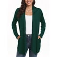 thumbnail image 2 of JWD Womens Casual Lightweight with Pocketes Long Sleeve Open Front Cardigan Dark Green-S, 2 of 6