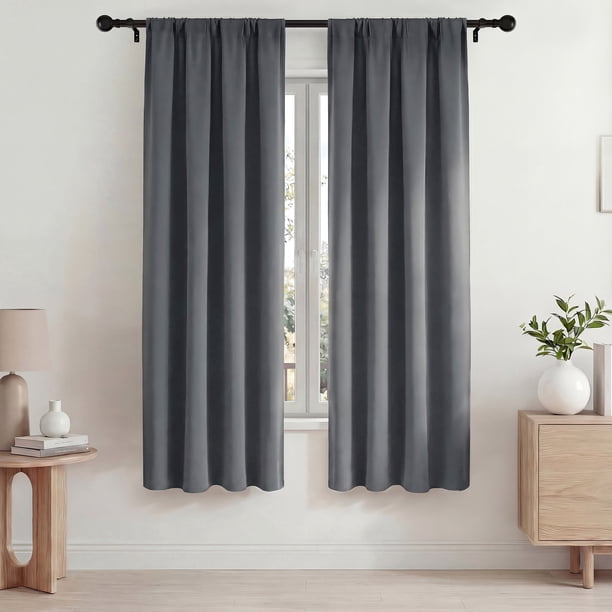 Blackout Cortinas, Cortinas Blackout Térmicamente Aisladas 42x72 Pulgadas, Cortinas Blackout con Bolsillo para Barra para Sala de Estar y Recámara, Paneles de Tratamiento de Ventanas con Reducción de
